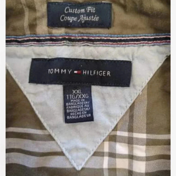 Tommy Hilfiger Custom Fit Grey and White  Plaid Short Sleeve Shirt Size XXL - Picture 3 of 8